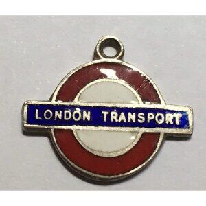 xxx Vintage Sterling Silver Enamel London Transport Charm Pendant Bus Train